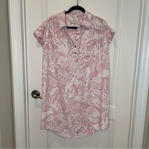 Floral Pink Button-Up Women's Dress